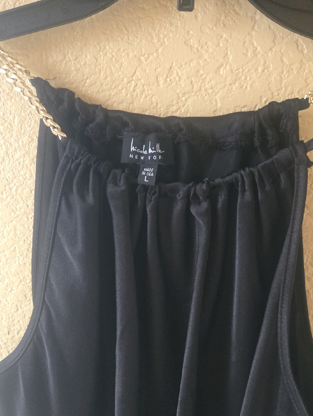 Nicole Miller Black Sleeveless Top with Gold Chain Straps